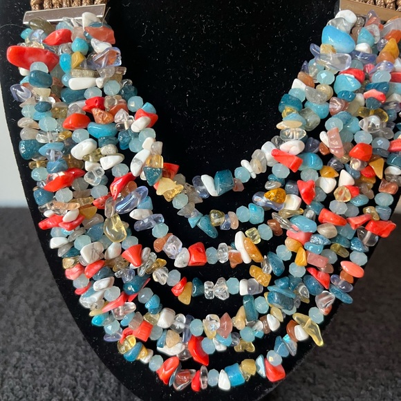 Kenneth Cole New York Multi Strand Semi-Precious Accent Necklace - Picture 2 of 6